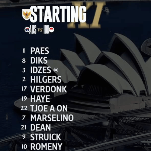 Line-up Timnas Indonesia Vs Australia